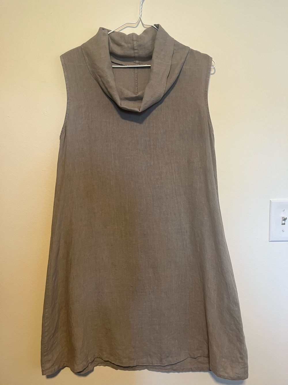 Sleeveless Taupe Cowl Neck Women's dress